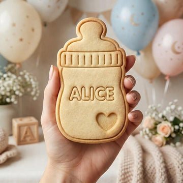 Custom Baby Bottle Cookie Cutter & Stamp, Personalized Baby Cookie Stamp, Custom Name Baby Shower Cookie Cutter, Baby Birthday Cutter