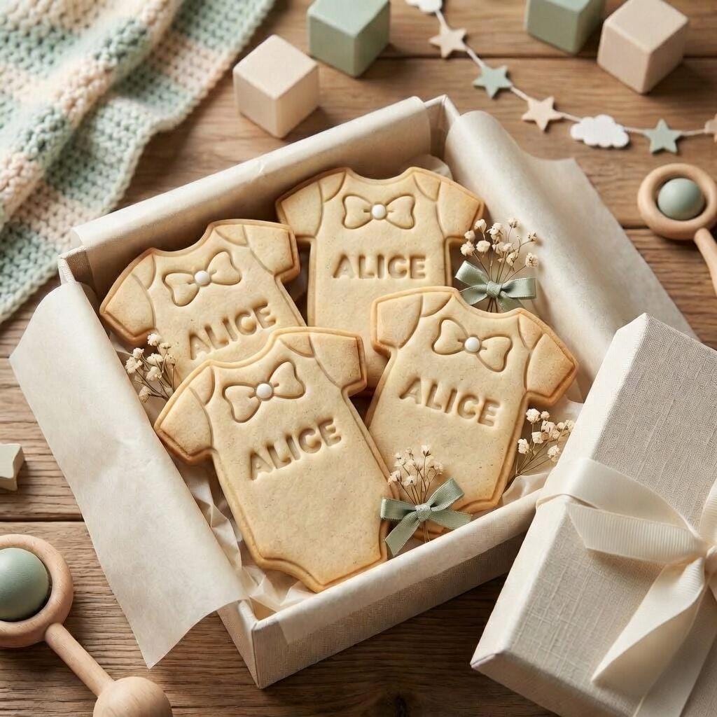 Personalized Baby Onesie Cookie Cutter and Stamp, Custom Name Cookie Cutter, Baby Shower Cookie Stamp, Baby Birthday Cutter