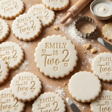 Custom Name and Age Cookie & Stamp, Personalized Birthday Biscuit Stamp