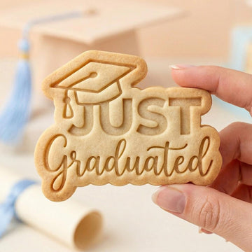 Cute Just Graduated Cookie Cutter, Polymer Clay Cutter, Grad Party Decor, Summer Baking, Polyclay for Senior Graduation, Just Graduated Cap