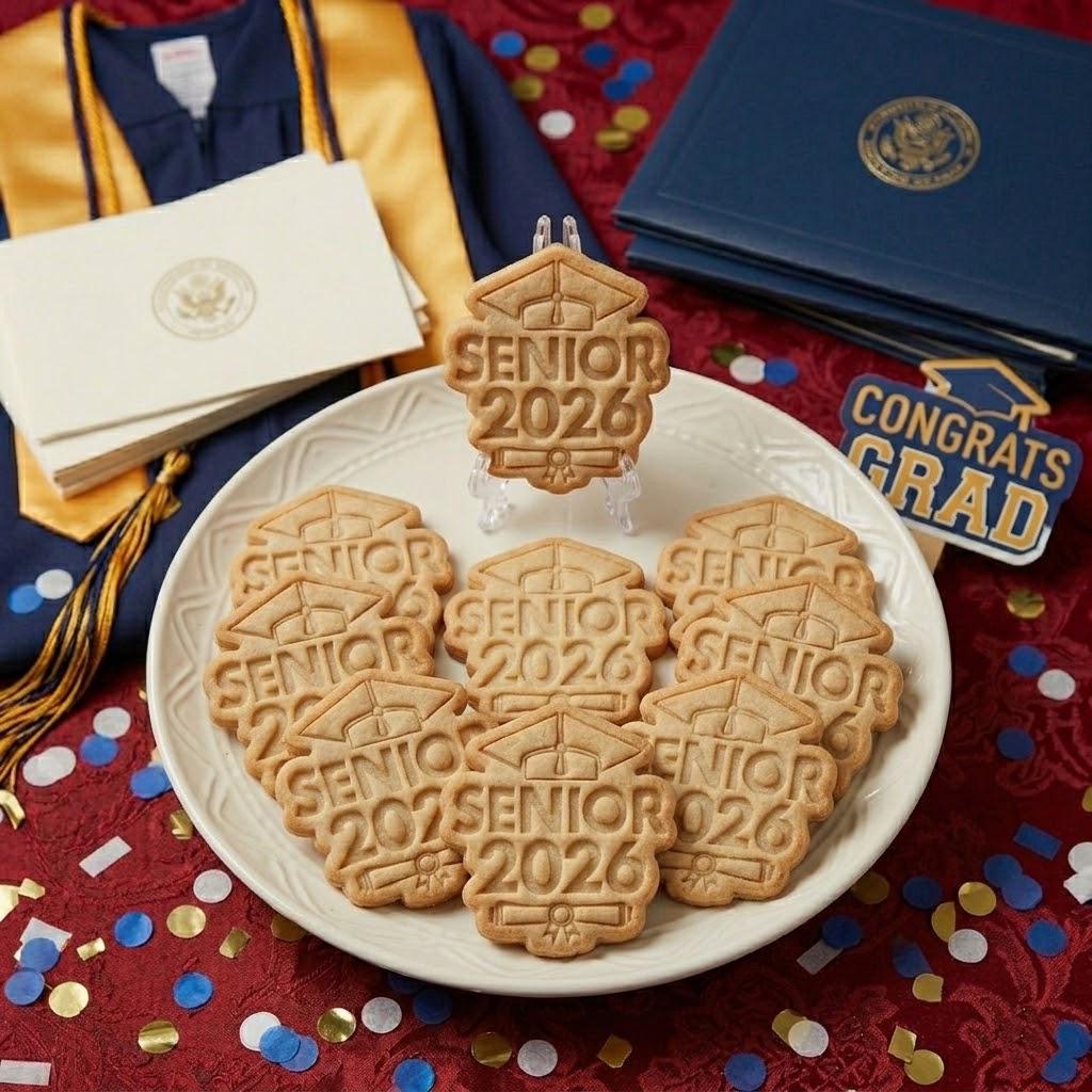 2026 Senior Grad Cap Diploma Cutter Stamp Set, Senior Grad 2026, Personalized Cookie, Class Of 2026, Graduation Year 2026 Cookie