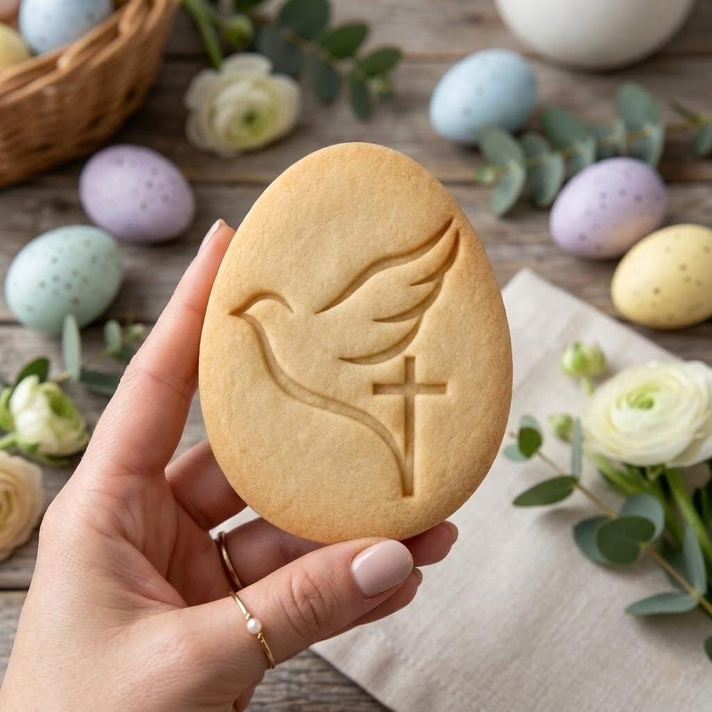Easter Dove Cookie Stamp & Cutter, Christian Easter Cookie Stamp, Dove Cross Cookie Cutter, Religious Biscuit Stamp