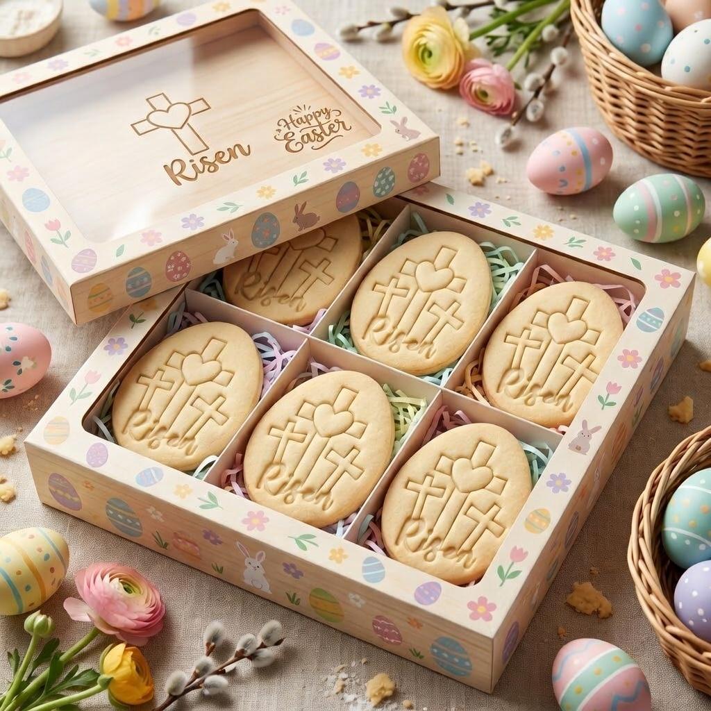 He Is Risen Cookie Cutter and Stamp, Easter Cross Cookie Stamp, Christian Easter Cookie Cutter, Egg Religious Biscuit Stamp