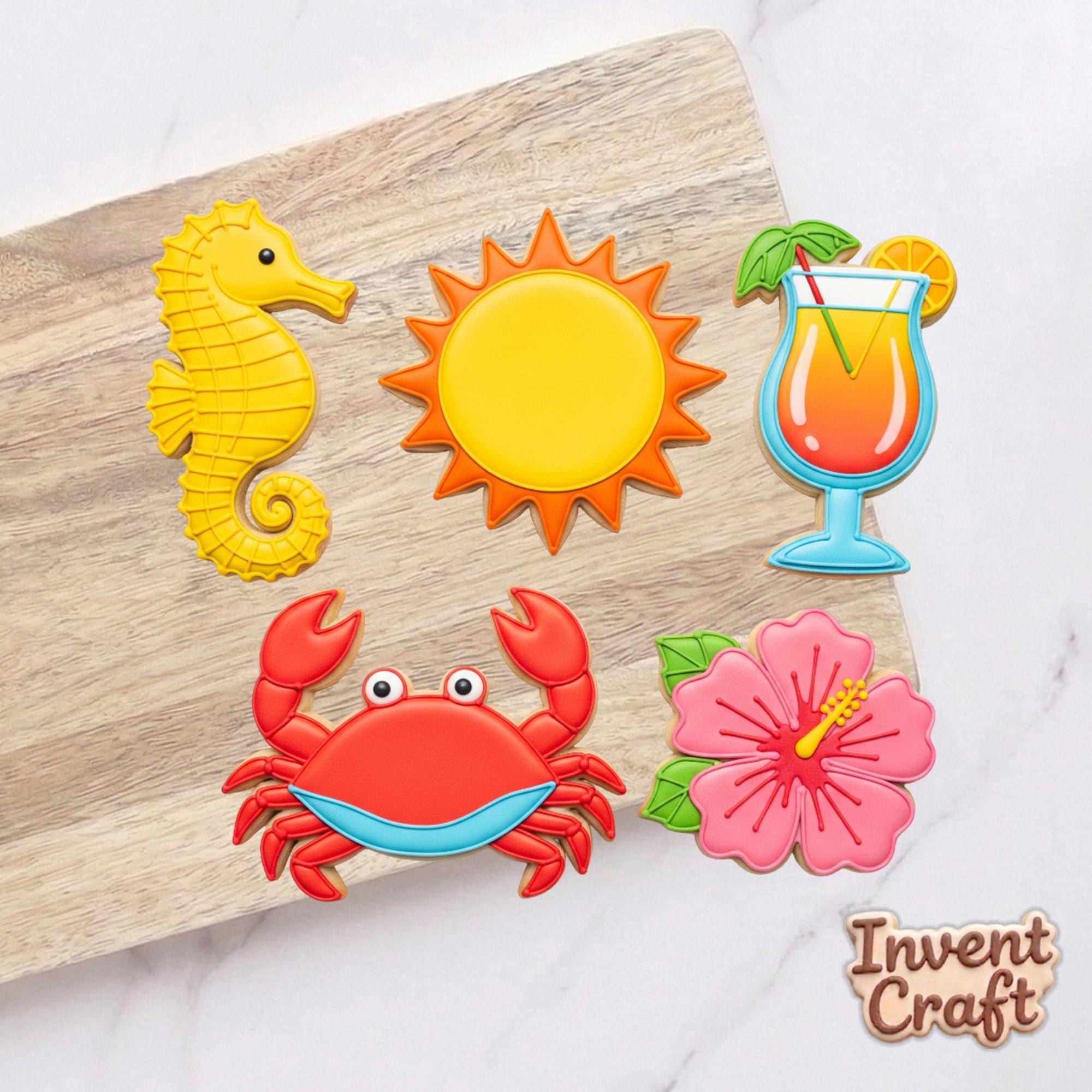Beach Cookie Cutters, Summer Vibe Cookie Cutters Set, Floral Set Cutter, Beach Day Cookie, Summer Gift, Clay Cutter