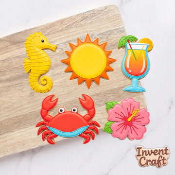 Beach Cookie Cutters, Summer Vibe Cookie Cutters Set, Floral Set Cutter, Beach Day Cookie, Summer Gift, Clay Cutter