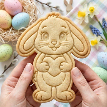 Easter Bunny Cookie Cutter and Stamp, Bunny Biscuit Embosser, Cute Rabbit Cookie Cutter Stamp for Easter Gift
