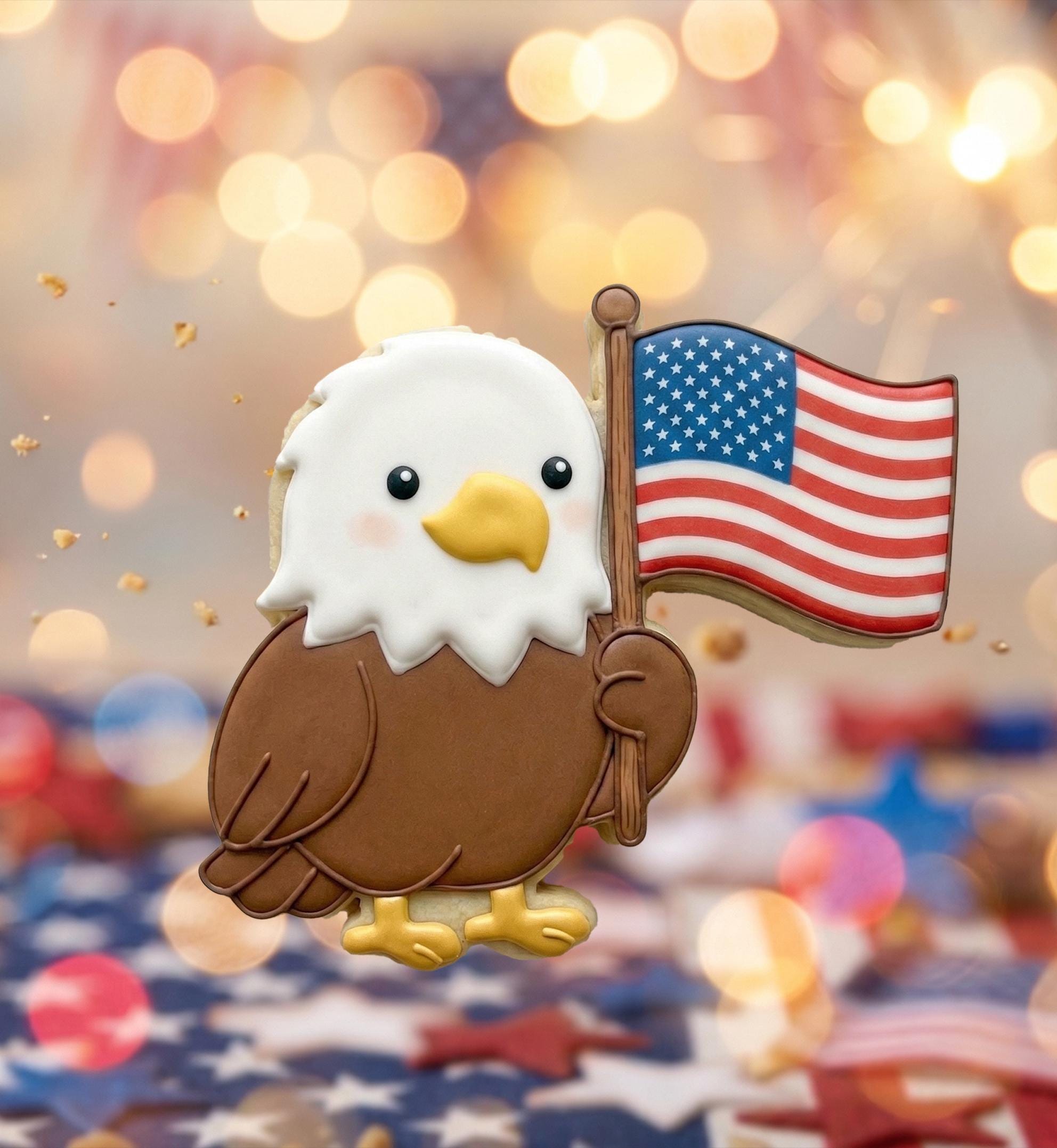 America 250th Anniversary Eagle Cookie Cutter, Fondant, Polymer Clay cutter, Bald Eagle American Flag, Patriotic 4th of July Baking