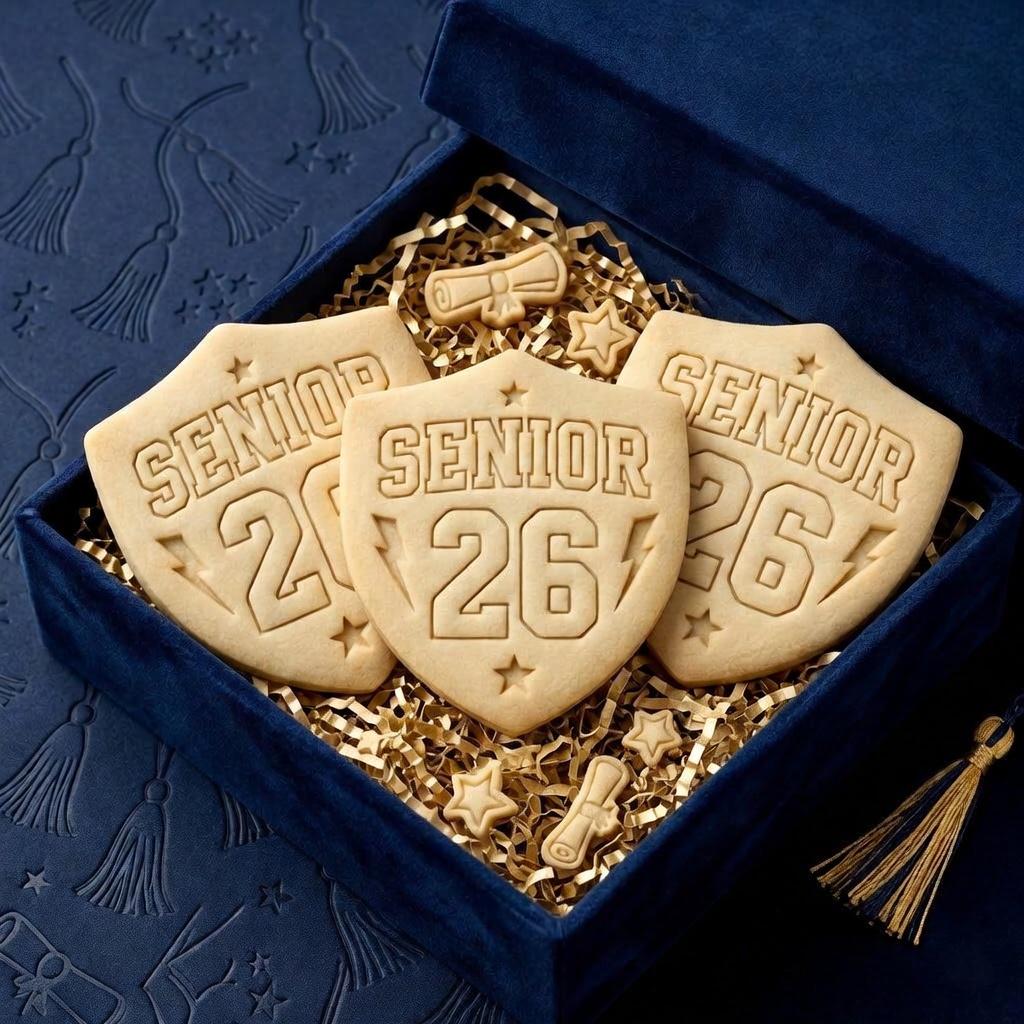 Senior 2026 Cookie Cutter and Stamp, Graduation Shield Cookie Cutter, Senior Class Cookie Stamp, Grad Party Favor
