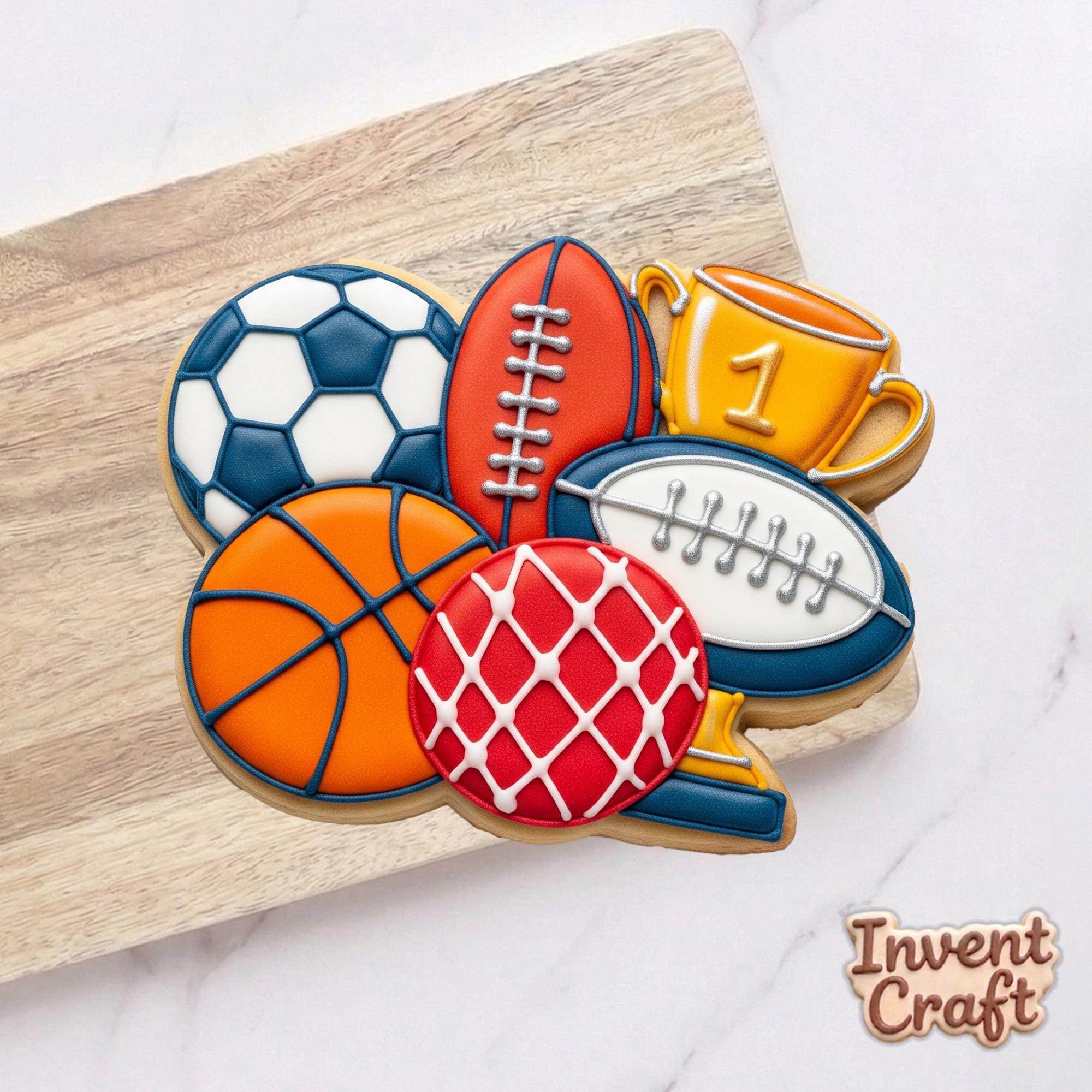 Sports Ball Bouquet Cookie Cutter, Football Basketball Soccer Trophy, Polymer Clay Cutter, All Star Birthday Party, Polyclay Mold Tool