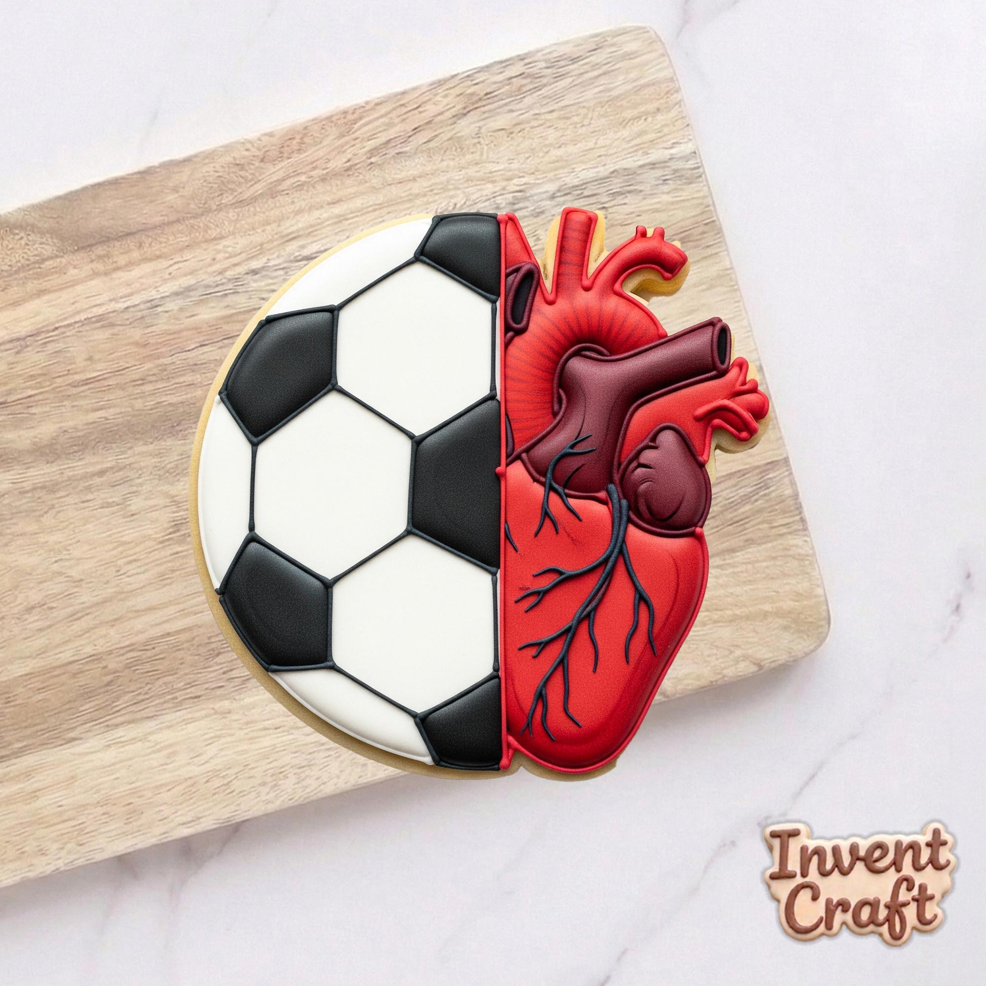 Soccer Anatomical Heart Cookie Cutter, Football Heart Stamp, Polymer Clay Cutter, Sports Lover Gift, Doctor Nurse Mold, Polyclay Cutter Tool