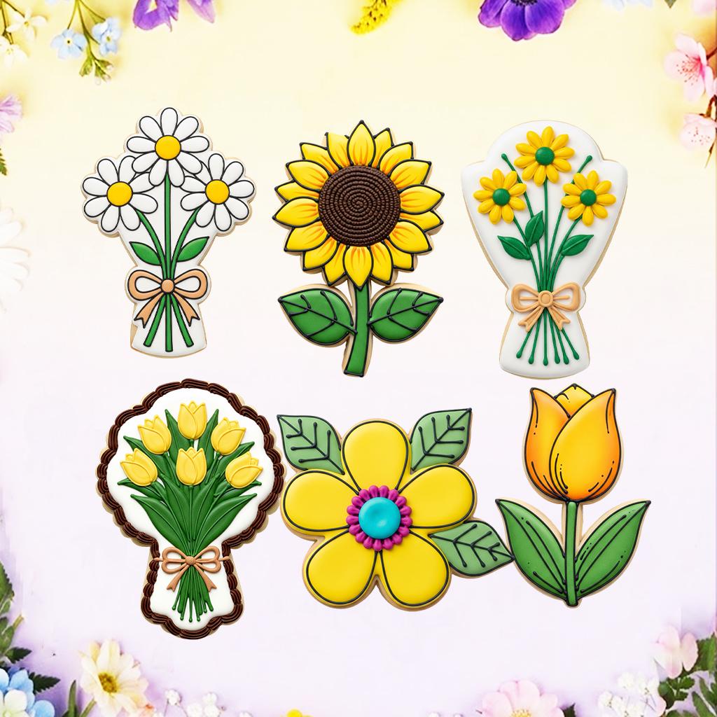 Wildflowers Yellow Cookie Cutters Set, Floral Set Cutter, Spring Cookie, Baby Shower, Mother’s Day Cookie, Mother’s Gifts, Gift For Mom