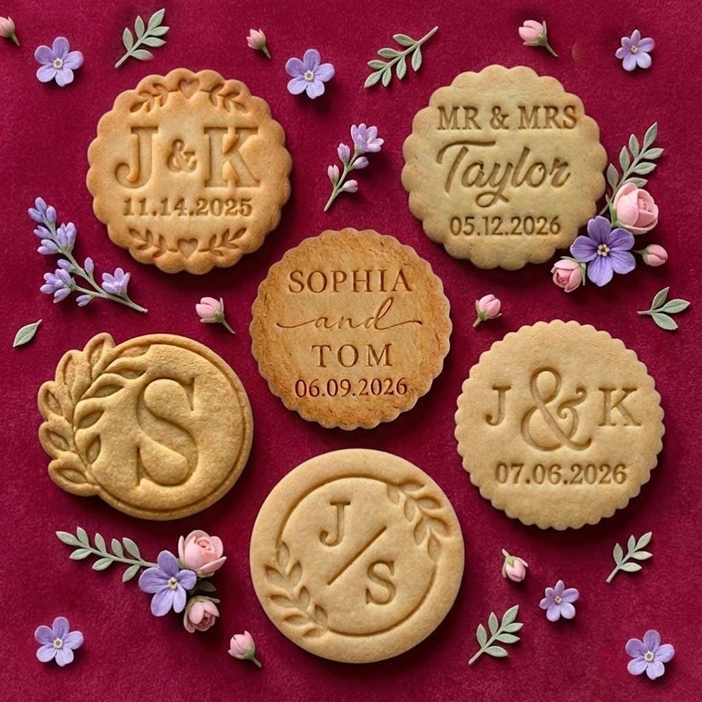 Custom Wedding Cookie Cutter Stamp Set, Personalized Fondant Cutter, Baking Tool, Cookie Stamp, Valentine Cookie Stamp, Wedding Gifts