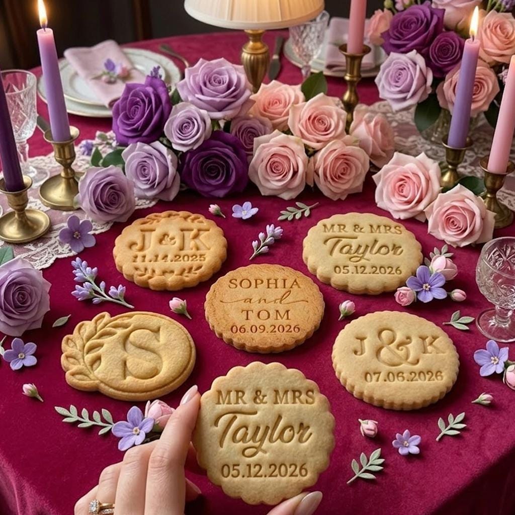 Custom Wedding Cookie Cutter Stamp Set, Personalized Fondant Cutter, Baking Tool, Cookie Stamp, Valentine Cookie Stamp, Wedding Gifts
