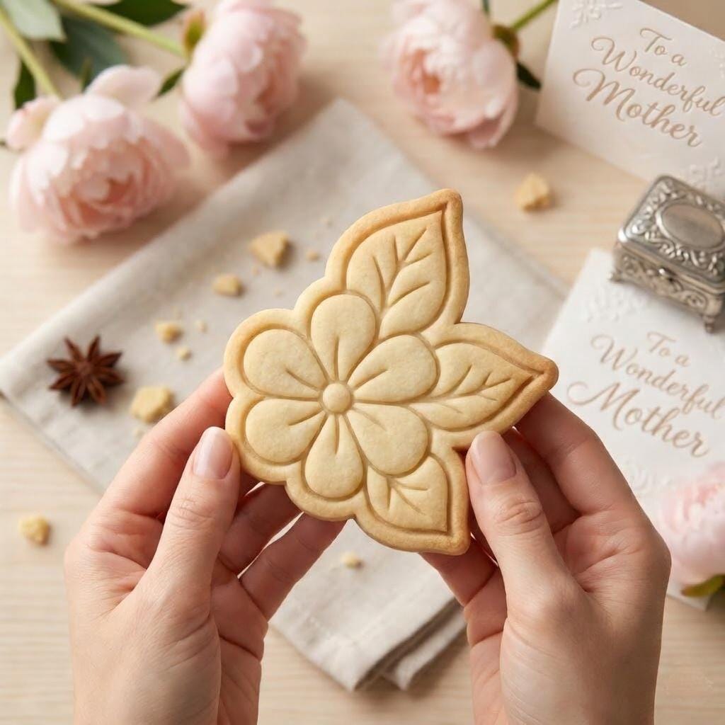 Floral Cookie Cutter and Stamp, Flower Cookie Cutter Stamp, Mothers Day Gift Biscuit Embosser for Mom Grandma Baking
