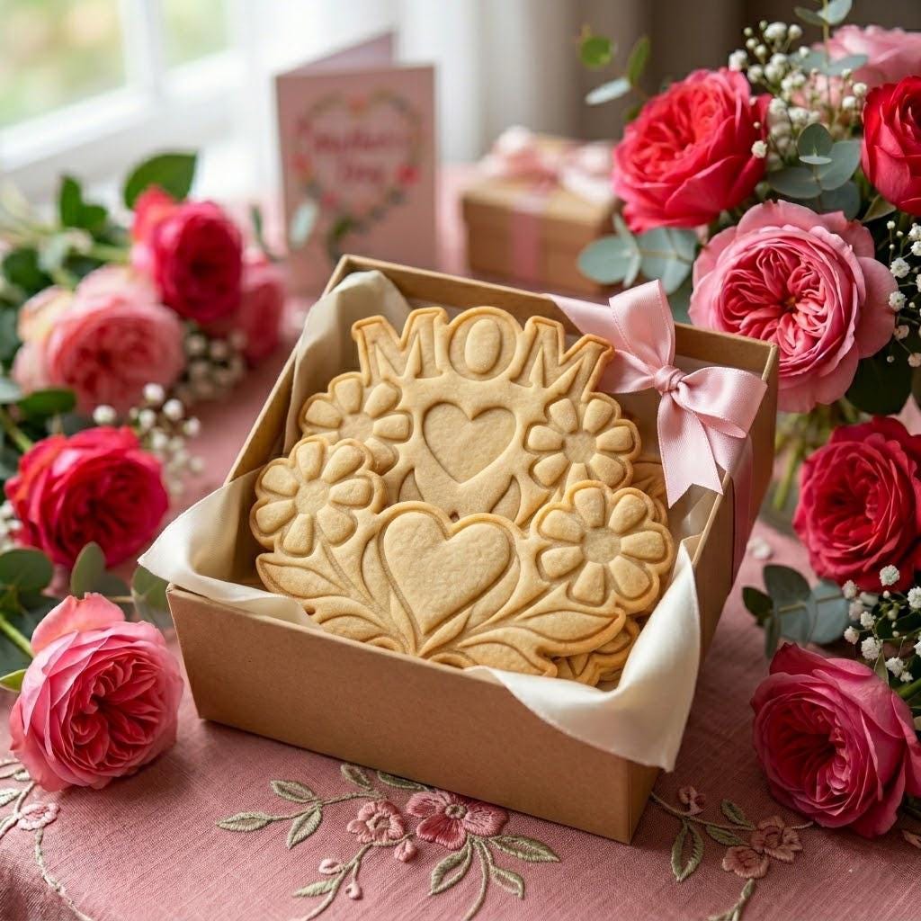 Mom With Heart Flower Cookie Cutter Stamp, MAMA Cookie, Custom Mom, Fondant Cutter, Mother's Day Gifts, Grandma Cookie Cutter