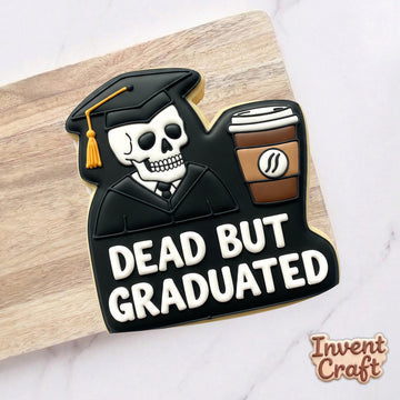 Dead But Graduated Cookie Cutter, Funny Skeleton Graduation, Polymer Clay Cutter, Senior 2026 Gift, Grad Party Favor, Polyclay Tool