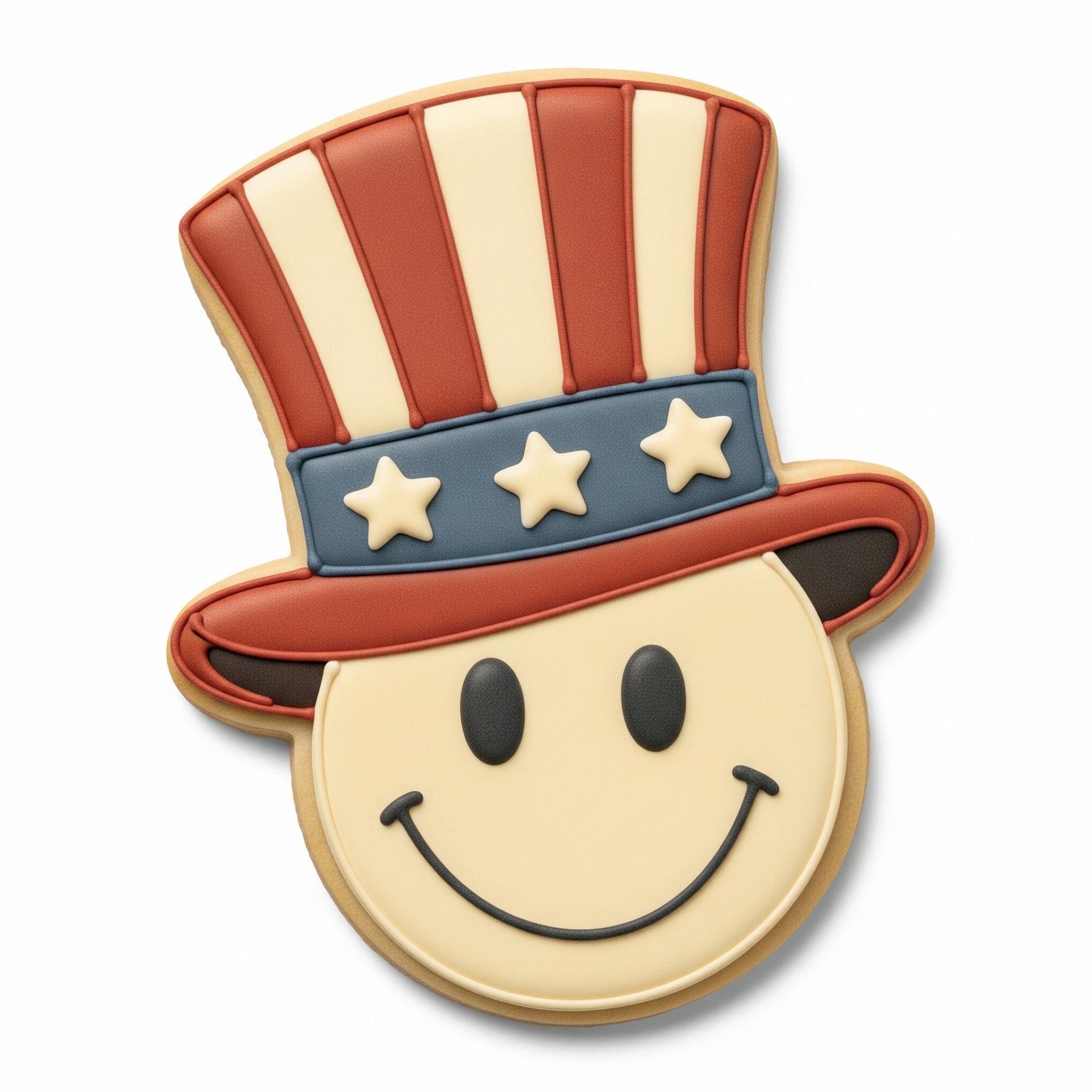 Patriotic Smiley Face Cookie Cutter, Uncle Sam Hat Stamp, 4th of July Party Decor, Polymer Clay Cutter, American Pride Mold, Polyclay Tool