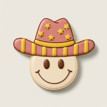 Cowboy Smiley Face Cookie Cutter, Western Hat Stamp, Polymer Clay Cutter, Howdy Birthday Party Decor, Last Rodeo Mold, Polyclay Tool, DIY