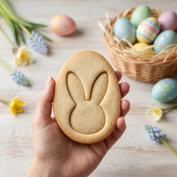 Easter Bunny Egg Cookie Cutter & Cookie Stamp, Rabbit Cookie Stamp, Spring Celebration Easter Egg Cookie Cutter
