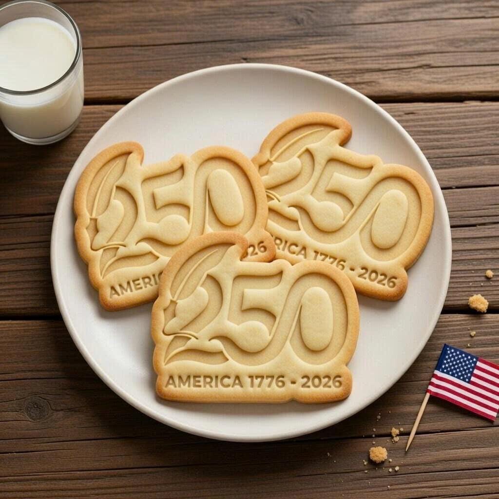 America 250 Cookie Cutter and Stamp, 250 Years Cookie Cutter, Independence Day Cookie Stamp, 1776 2026 Patriotic Cookie Cutter