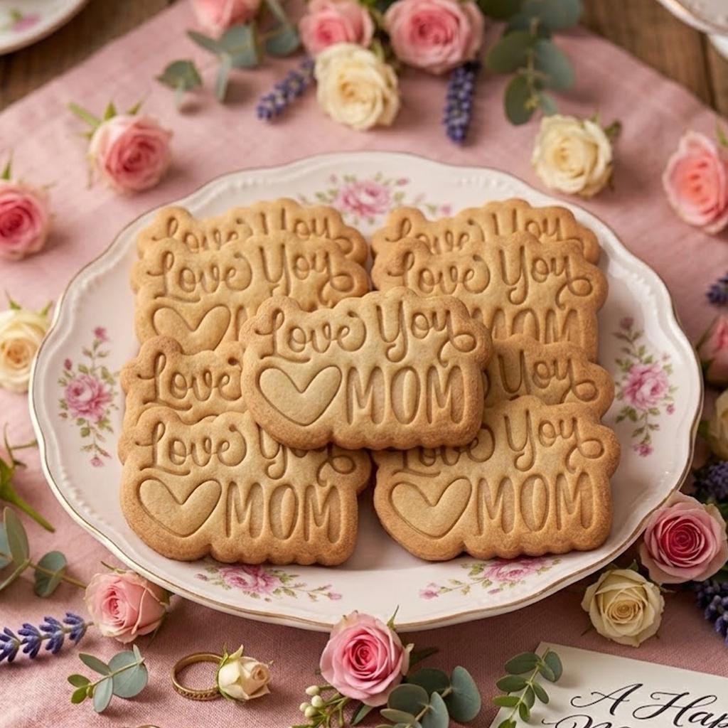 Love You Mom With Heart Cookie Cutter & Stamp, MAMA Cookie Cutter, Custom Mom, Fondant Cutter, Mother's Day Gifts, Floral Cutter