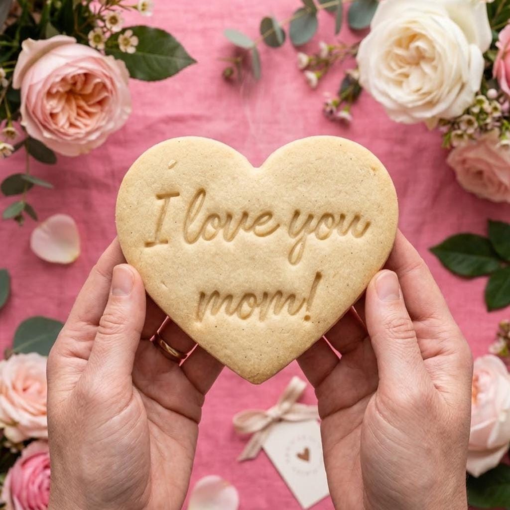 I Love You Mom With Heart Cookie Cutter & Stamp, MAMA Cookie Cutter, Custom Mom, Mother's Day Gifts, Floral Cutter, Heart Cutter