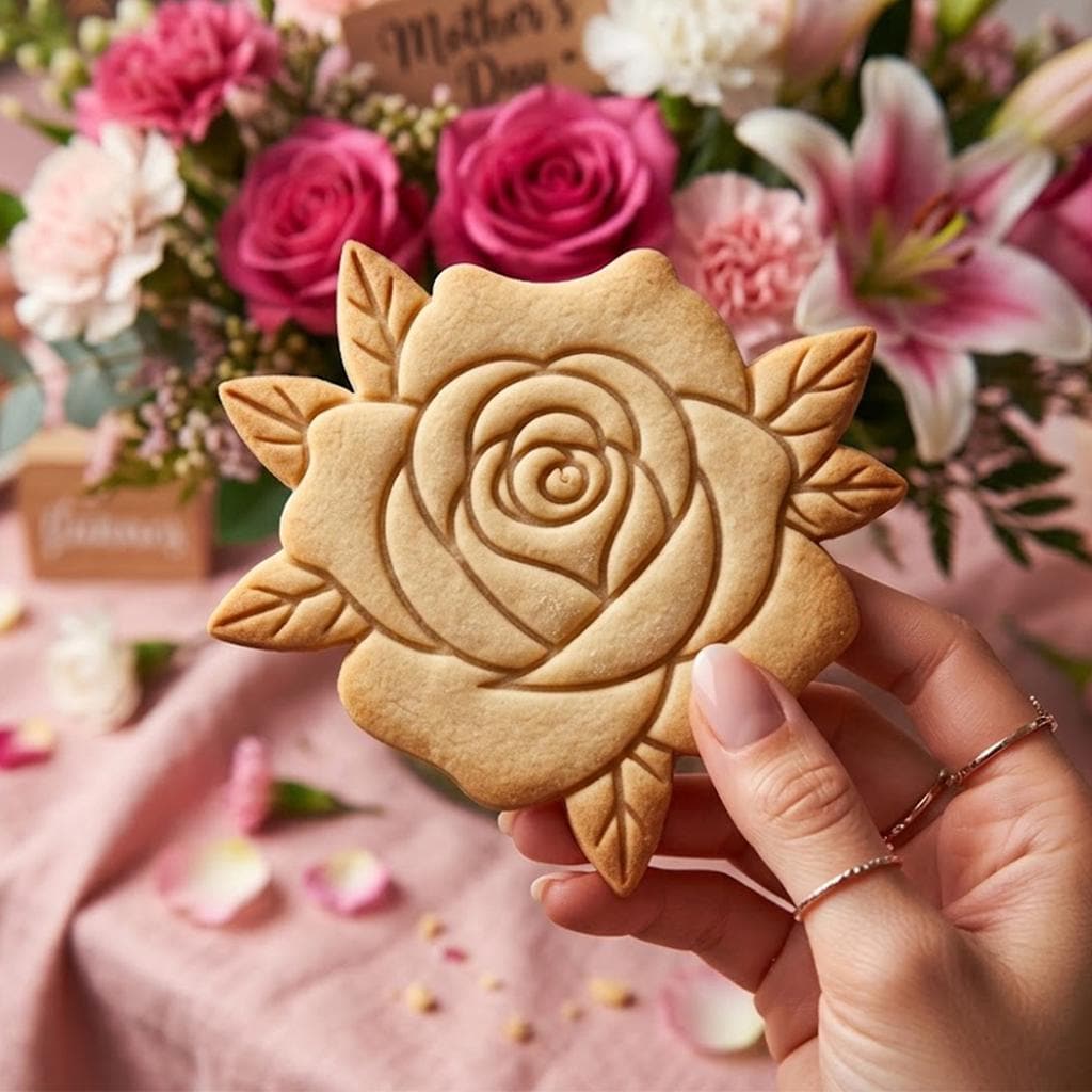 Rose Flower Cookie Cutter Stamp, MAMA Cookie, Custom Mom, Fondant Cutter, Mother's Day Gifts, Grandma Cookie Cutter, Mom Floral Cutter