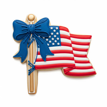 American Flag with Bow Cookie Cutter, Patriotic USA Flag, 4th of July Coquette Mold, Polymer Clay Cutter, Memorial Day Tool, Polyclay