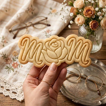 Mom Rose Cookie Cutter and Stamp, Mother's Day Cookie Cutter, Floral Mom Cookie Stamp, Rose Cookie Cutter, Gift for Mom, Spring Cookie