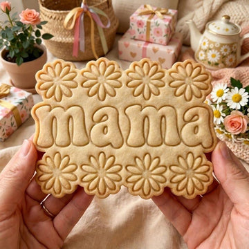 Mama Daisy Cookie Cutter and Stamp, Mother's Day Cookie Stamp, Daisy Mom Flower Cookie Cutter, Floral Cookie Stamp