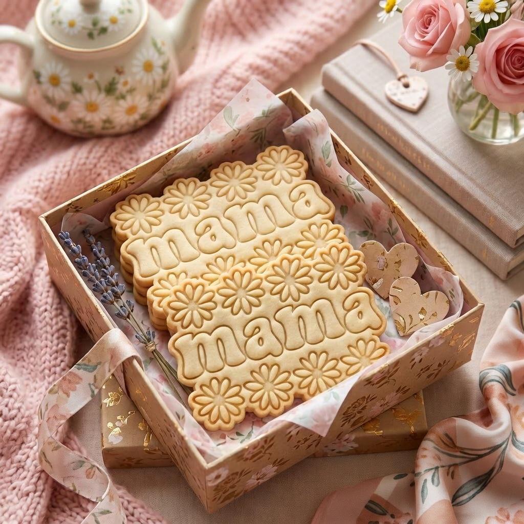 Mama Daisy Cookie Cutter and Stamp, Mother's Day Cookie Stamp, Daisy Mom Flower Cookie Cutter, Floral Cookie Stamp