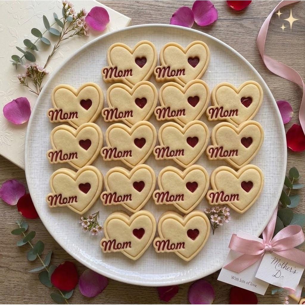 Mom With Heart Cookie Cutter & Stamp, Mom Cookie Cutter, Happy Mother's Day, Cookie Stamp, Fondant Cutter, Mother's Day Gifts, Love You Mom