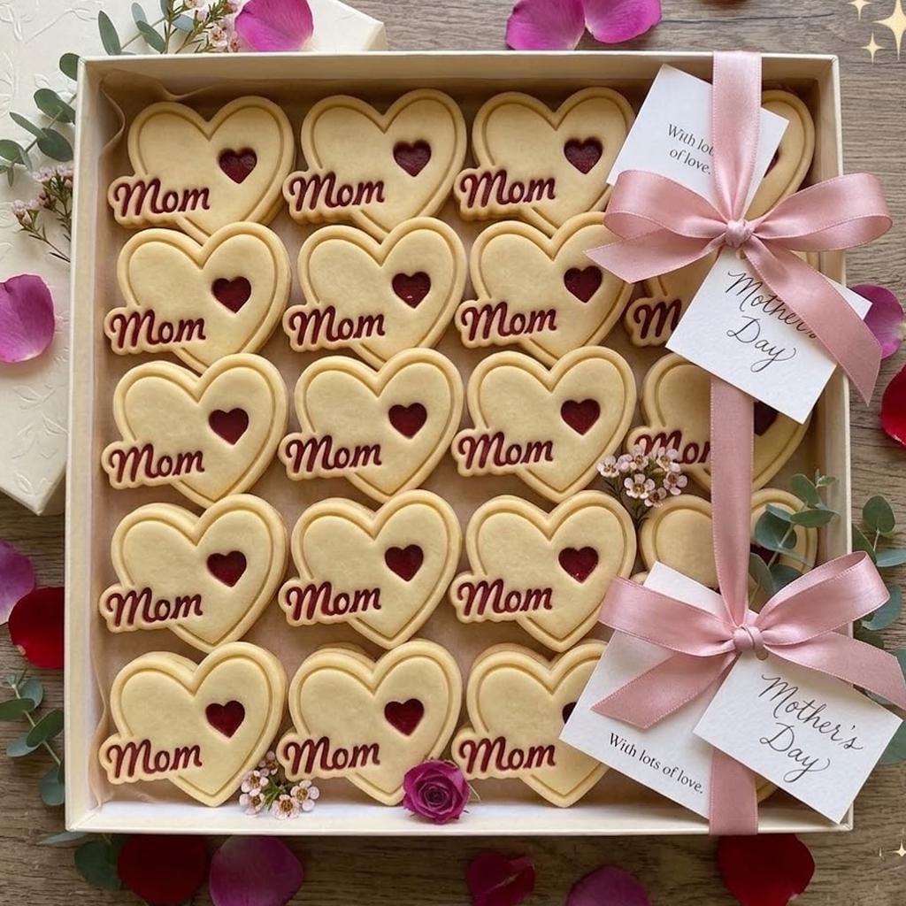 Mom With Heart Cookie Cutter & Stamp, Mom Cookie Cutter, Happy Mother's Day, Cookie Stamp, Fondant Cutter, Mother's Day Gifts, Love You Mom