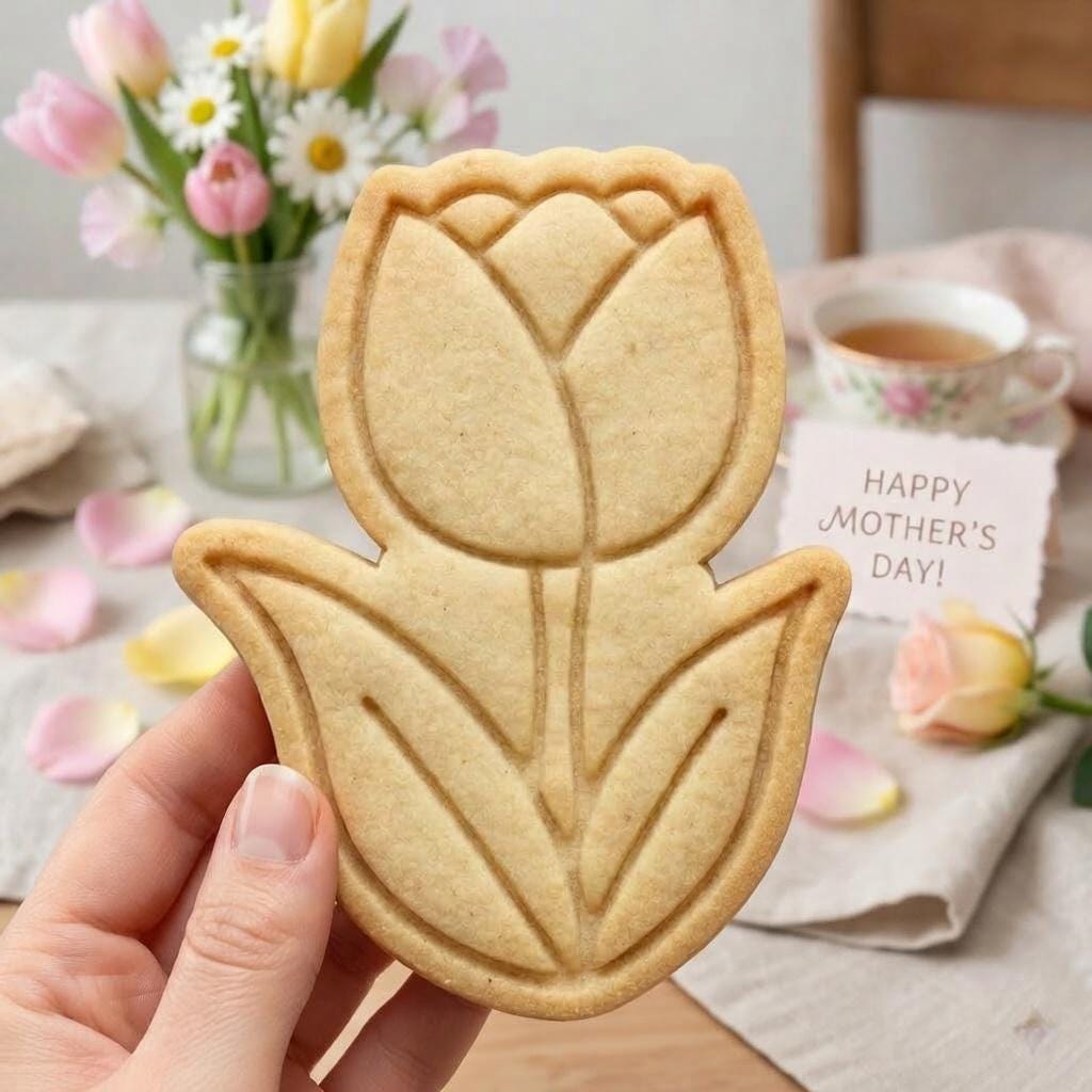 Tulip Flower Cookie Cutter & Stamp, Happy Mothers Day Cookie Stamp, Spring Floral Cookie Cutter, Mama Birthday Cookie Stamp