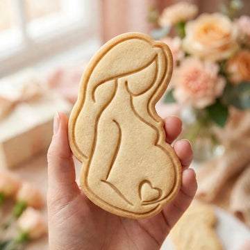 Pregnant Mom Cookie Cutter & Stamp, First Mother's Day Cookie Stamp, Pregnancy Announcement Cookie Cutter, New Mom Baby Shower Cookie Stamp