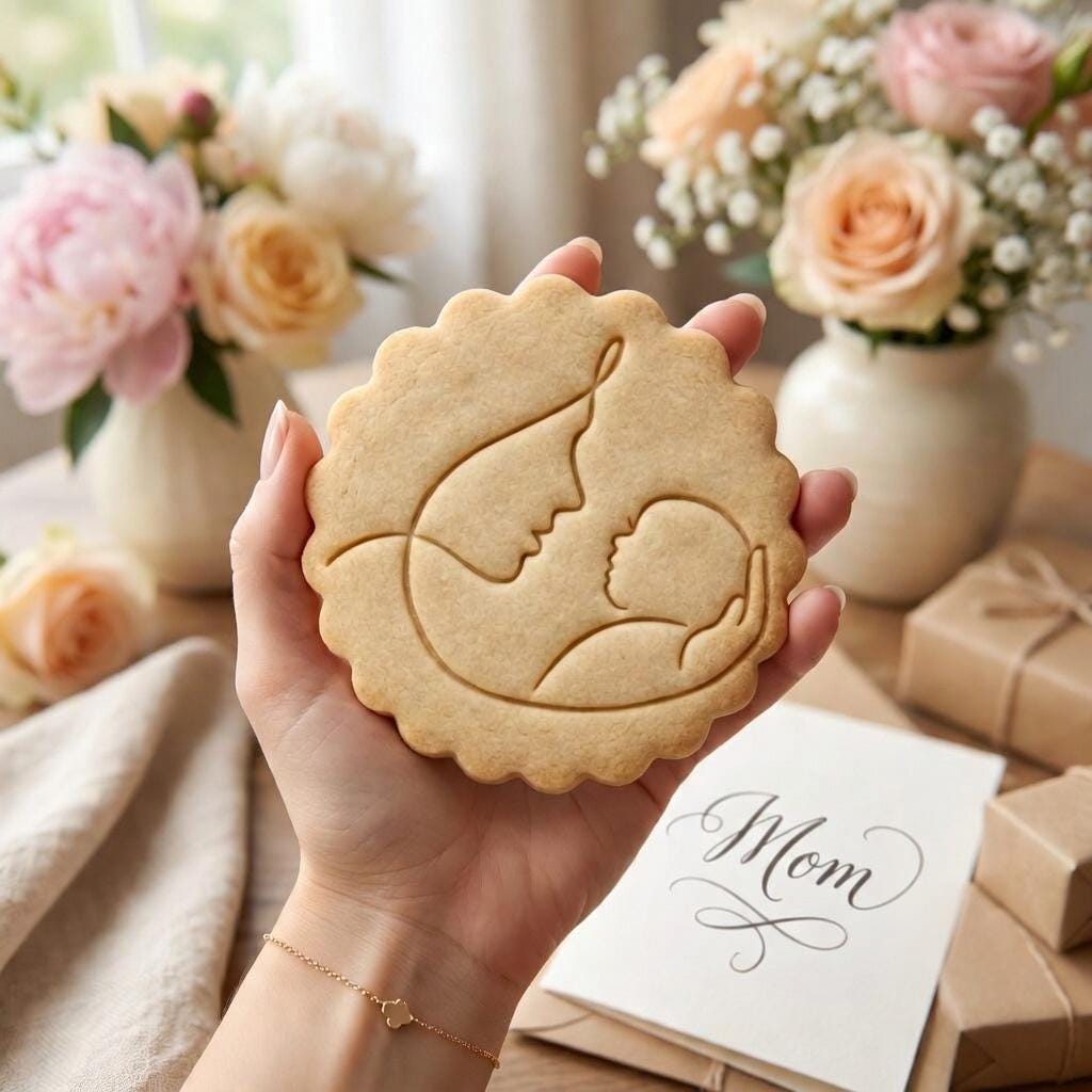 Mother and Baby Cookie Cutter and Stamp, Happy Mother's Day Cookie Stamp, Mama Holding Baby Cookie Cutter, Newborn Baby Shower Cookie Cutter