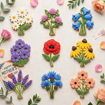 Mom's Garden Flower Cookie Cutter, Mother's Day Bouquet Cookie Cutter, Spring Floral Cookie Cutter Set