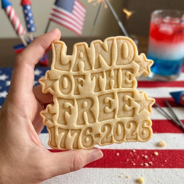Land Of The Free 1776 2026 Cookie, 250th Anniversary Cookie Stamp, Independence Day Gift, Patriotic Baking, 250 Years of Freedom, Flag USA