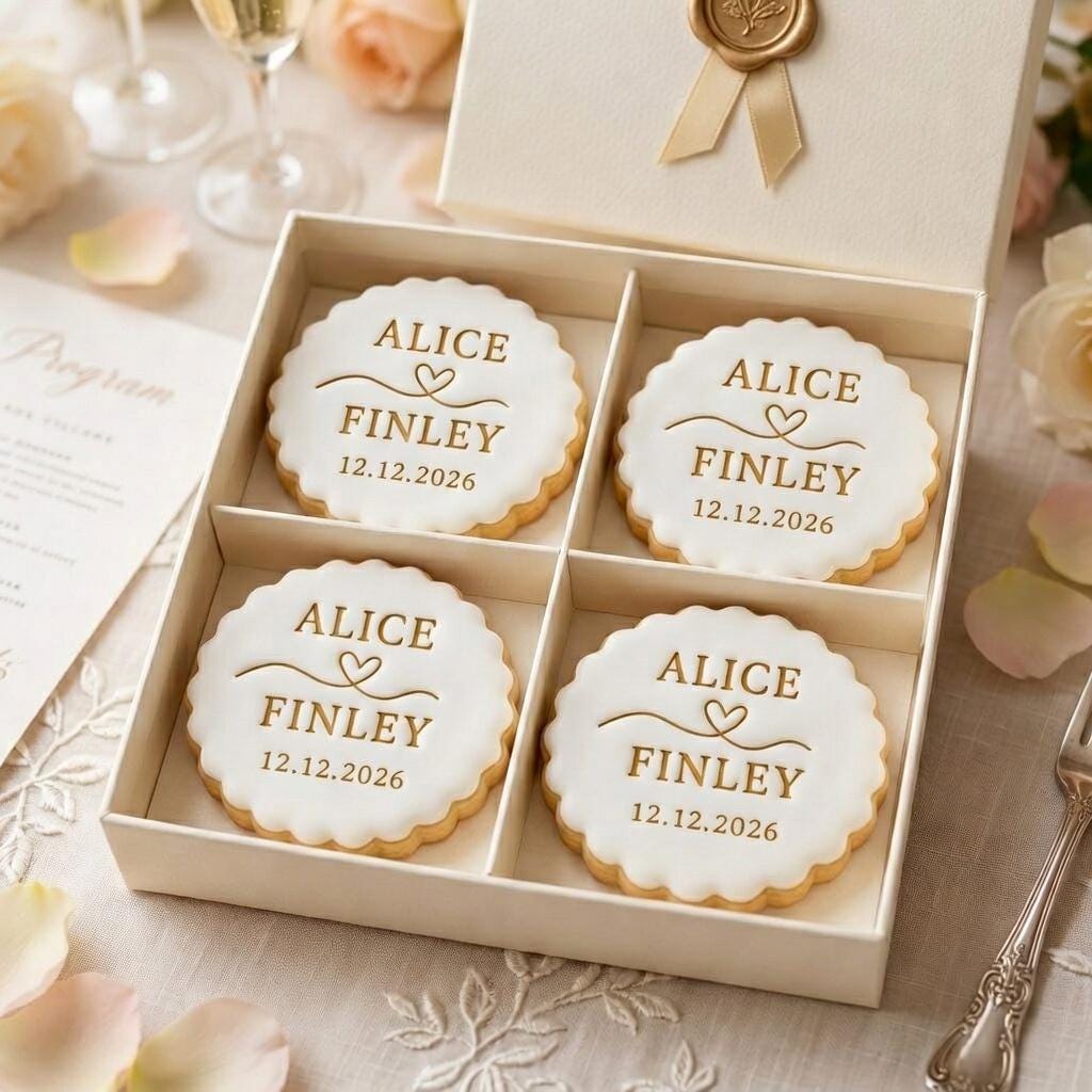 Custom Wedding Cookie Cutter & Stamp, Personalized Name and Date Wedding Stamp, Engagement Marriage Cookie Cutter, Bridal Shower Cookies