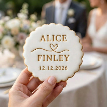 Custom Wedding Cookie Cutter & Stamp, Personalized Name and Date Wedding Stamp, Engagement Marriage Cookie Cutter, Bridal Shower Cookies
