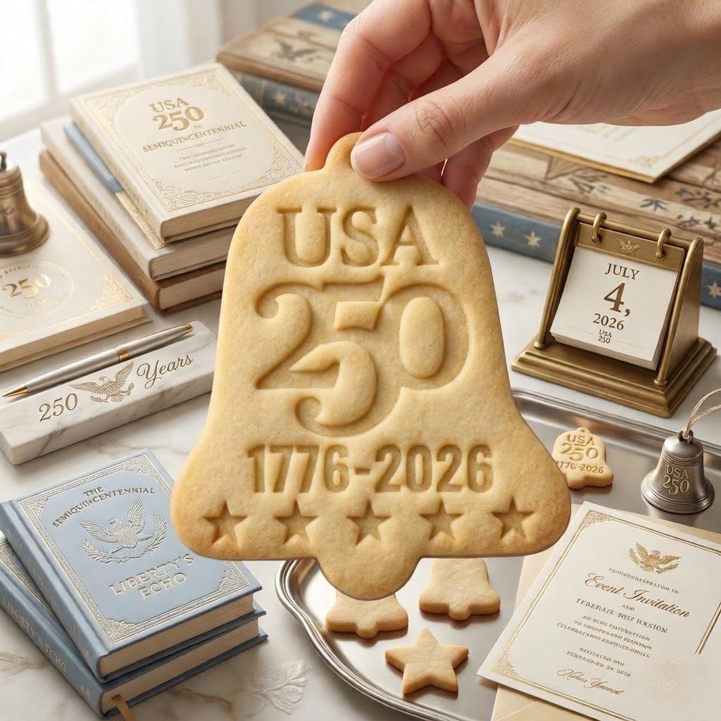 USA 250 Cookie Cutter & Stamp, America 250th Anniversary Bell Cookie Stamp, 1776–2026 Patriotic Cookie Cutter, 4th of July Cookie Stamp
