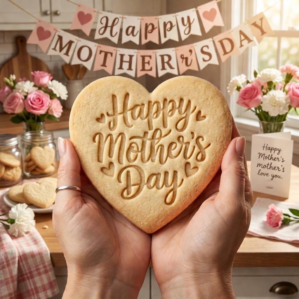 Happy Mother's Day Heart Cookie Cutter & Stamp, Mother's Day Cookie Stamp, Personalized Mama Heart Shape Cutter, Grandma Gift Cookie Cutter