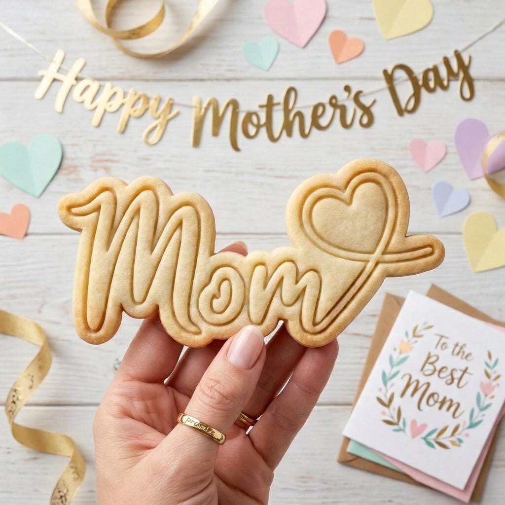 Love Mom Cookie Cutter and Stamp, Mother's Day Cookie Stamp, Mama Grandma Cookie Cutter, Mother's Day Cookie Gift Set