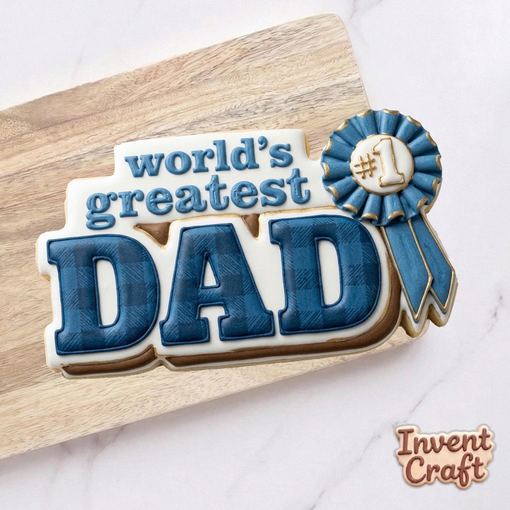 World's Greatest Dad Cookie Cutter, Award Ribbon 1, Polymer Clay Cutter, Father's Day Plaque Mold, Dad Birthday Gift, Polyclay Tool