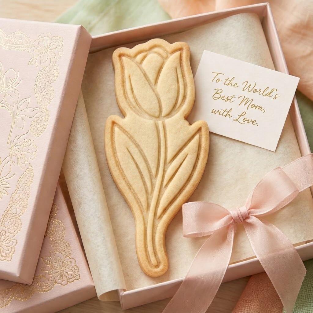 Tulip Flower Cookie Cutter and Stamp, Mother's Day Floral Cookie Cutter, Mom's Garden Spring Cookie Stamp
