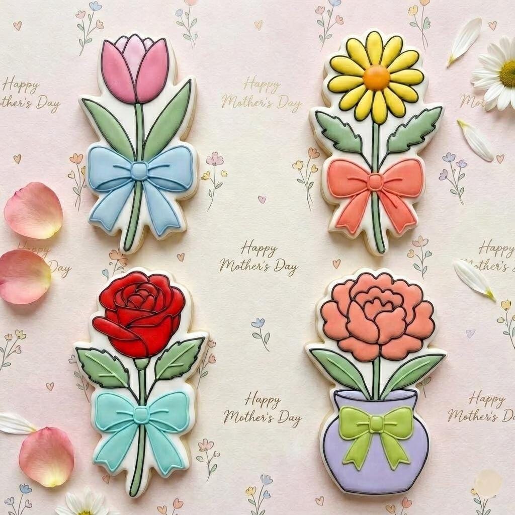 Mom's Garden Cookie Cutter Set, Mother's Day Flower Cookie Cutter, Spring Cookie Cutter Set