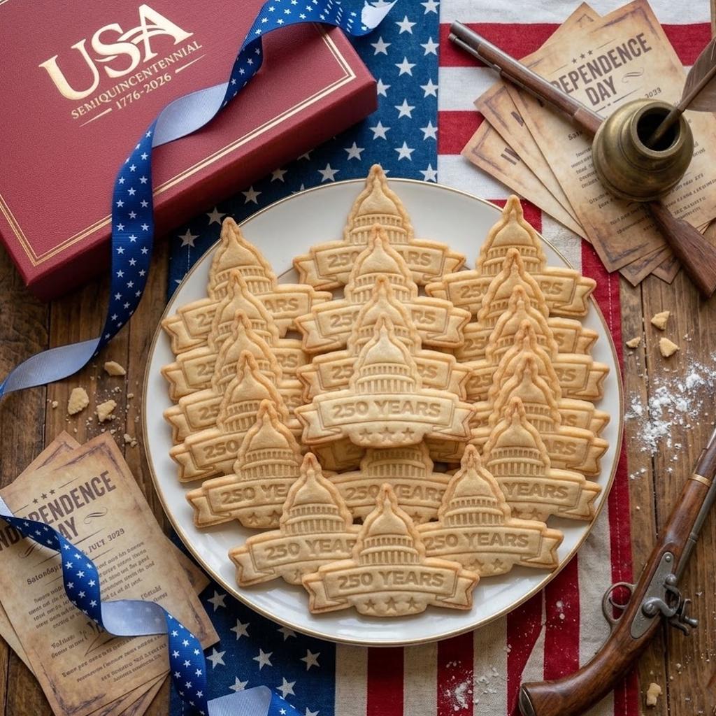 Capital 250 America Flag Cookie, 250th Anniversary Cookie Stamp Set, Independence Day Gift, Patriotic Baking, 250 Years of Freedom, Flag USA