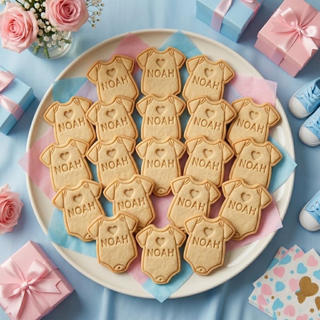 Baby Personalization Name Onesie Cookie Cutter, Baby Gift, Baby Shower Cookie Cutters, Custom Cookie Cutter Stamp Set, Birthday Baking