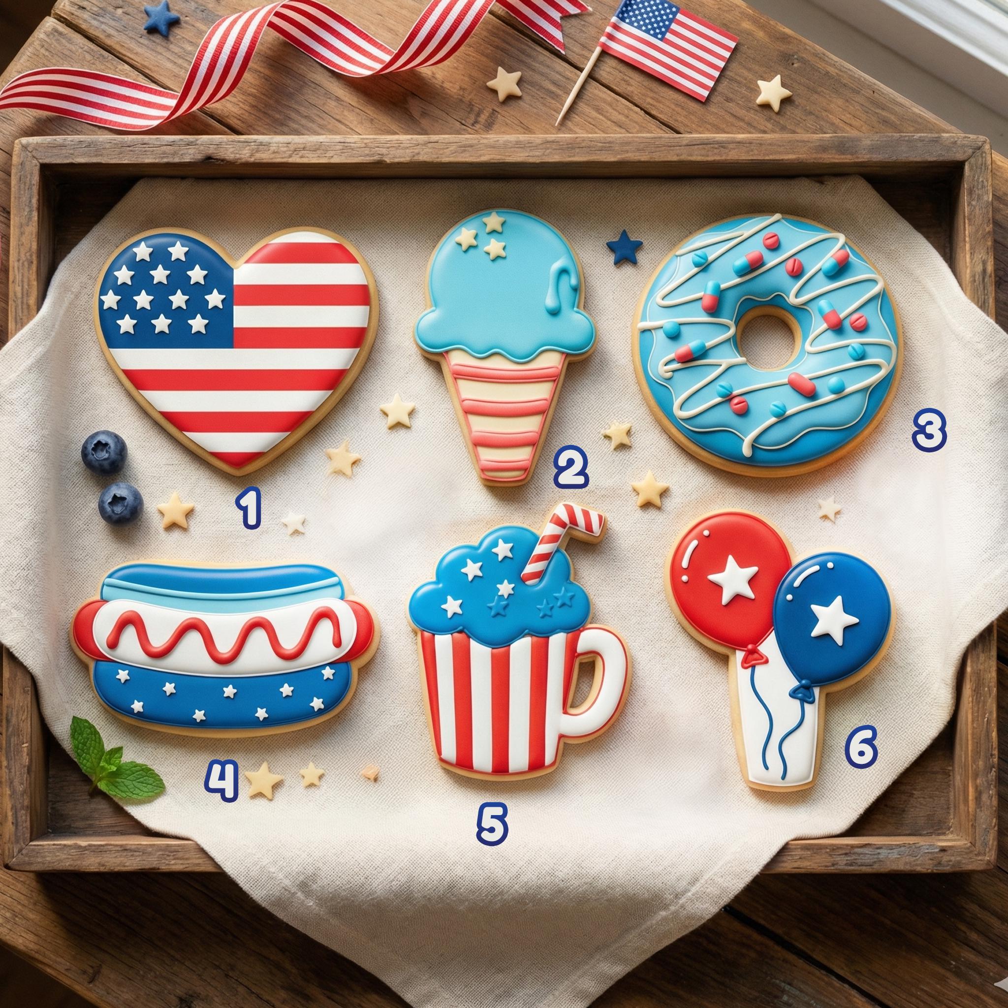 Cute 4th of July Set Cookie Cutter, Polymer Clay Cutter, Patriotic Party Decor, Summer Baking, Polyclay for Independence Day, BBQ