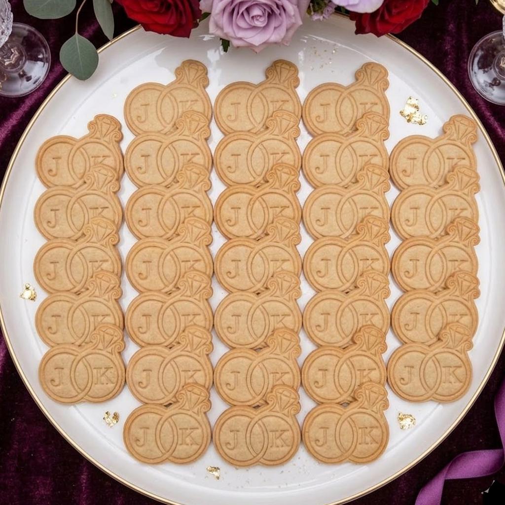 Wedding Custom Ring Cookie Stamp Set, Personalized Fondant Embosser, Baking Tool, Wedding Gifts, Bridal Shower Cookies, Engagement Marriage